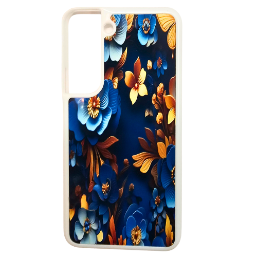 Blue and Gold Floral Design Samsung Galaxy S22 plus, Phone case