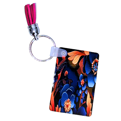 Blue Gold Floral Design Key chain